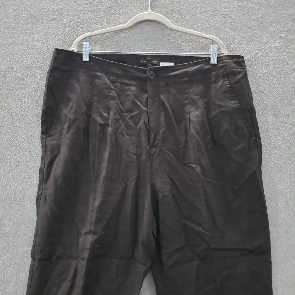 Banana Republic Women Pants 18s Black Chino Linen Beach Pleated Pockets